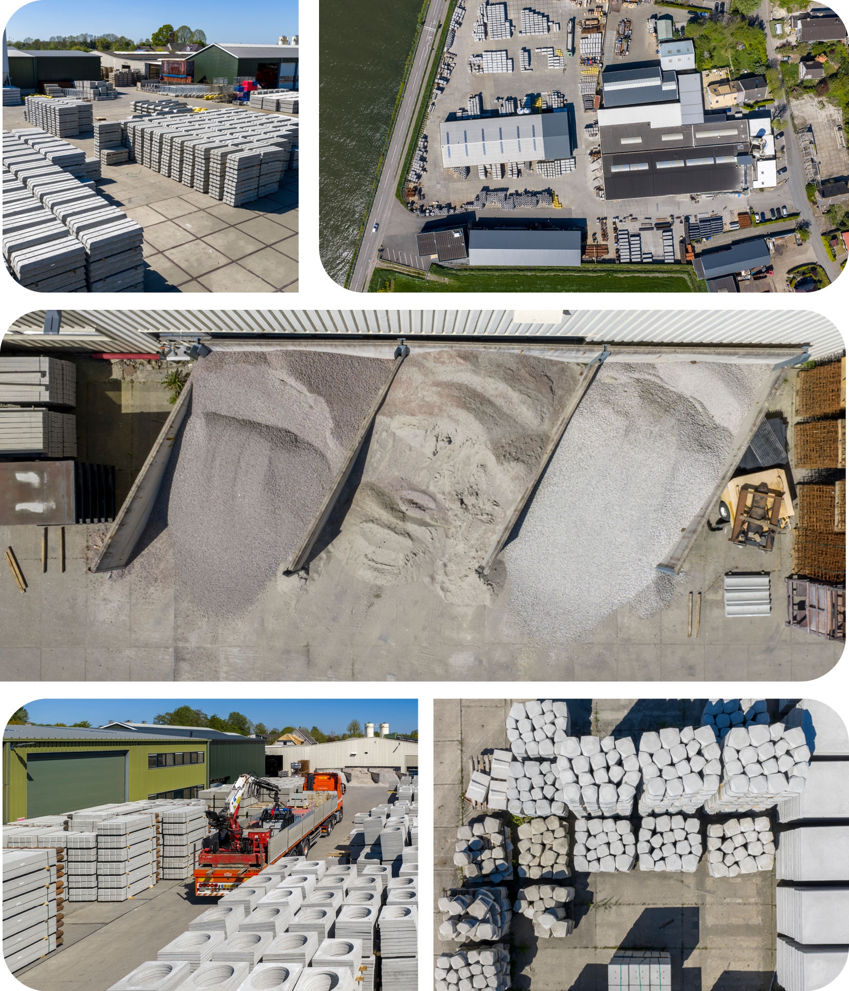 Dronefotografie van fabrieksterrein en betonproducten in Nigtevecht