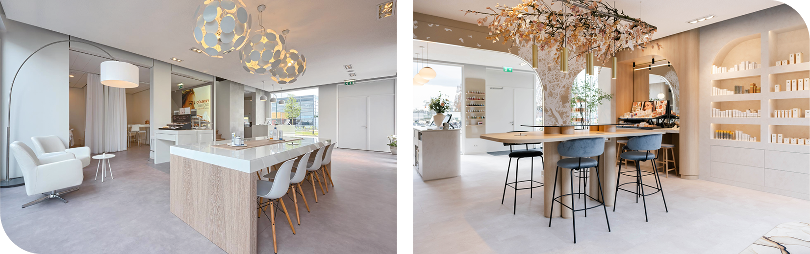 Interieur van Body & Vital voor en na de vernieuwing