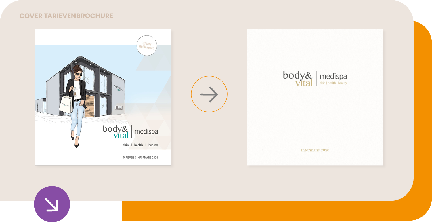 Tarievenbrochure Body & Vital voor en na de rebranding
